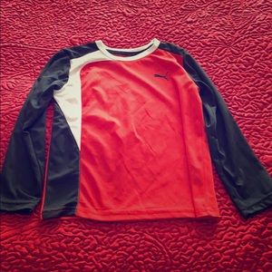 Boys Puma long sleeve shirt, black and red, size 5